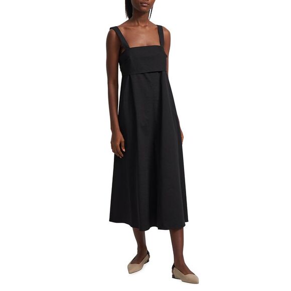 Theory Tie Back Midi Dress In Black - L - Picture 1 of 1